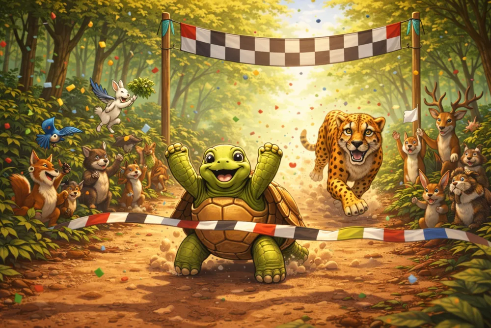 tortoise won the race hands down