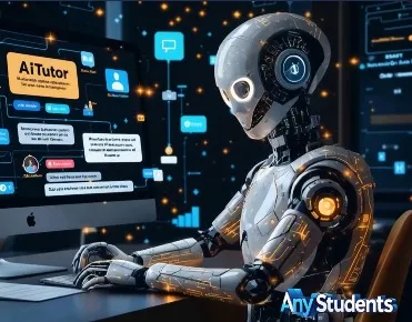 The Smart AITutor at a screen, answering a student's questions