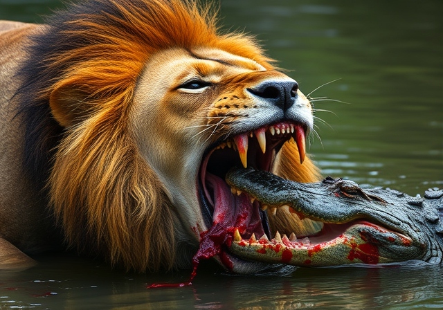 Lion Lost His Canine Teeth