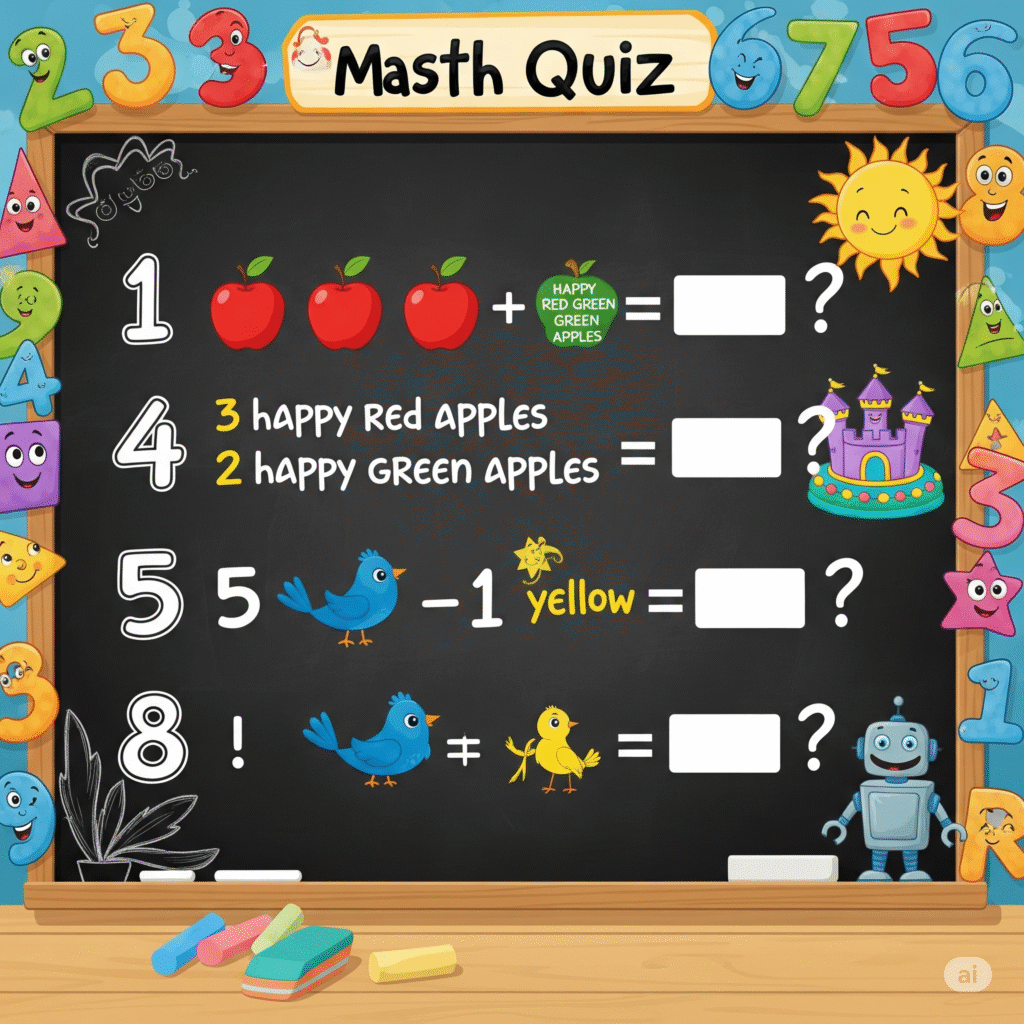 Grade 1 Fun Math Quiz for young children everywhere